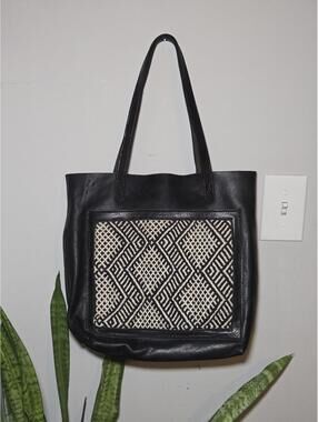 Mayta Collection Woven Black and White Moroccan Inspired Tote Purse